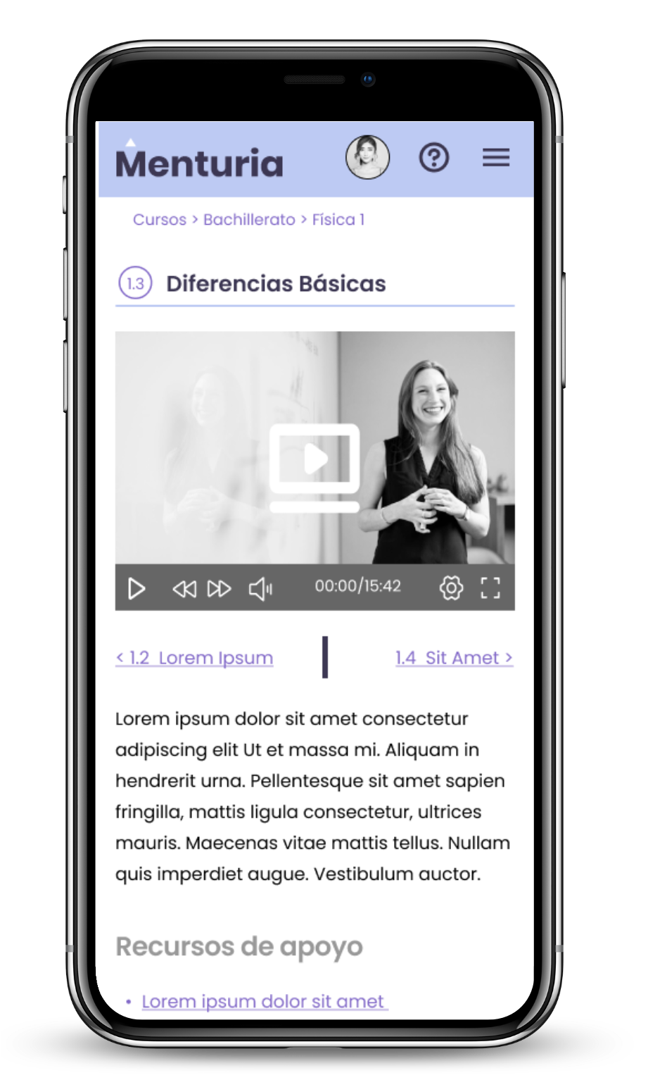 Menturia Screen - User Profile and Lessons 03